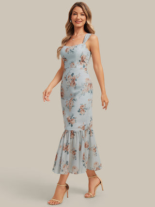 Sleeveless Sweetheart Neck Fishtail Pleated Midi Wedding Guest Dress
