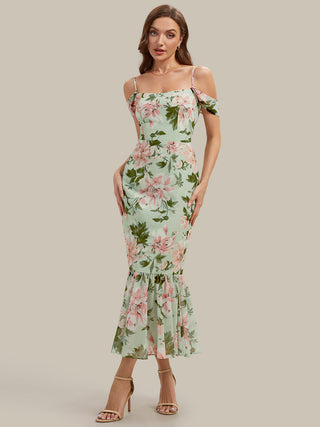 Sleeveless Sweetheart Neck Fishtail Pleated Midi Wedding Guest Dress