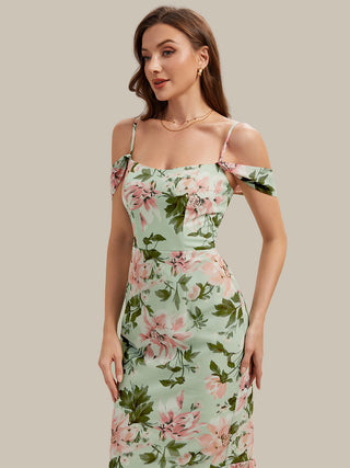 Sleeveless Sweetheart Neck Fishtail Pleated Midi Wedding Guest Dress