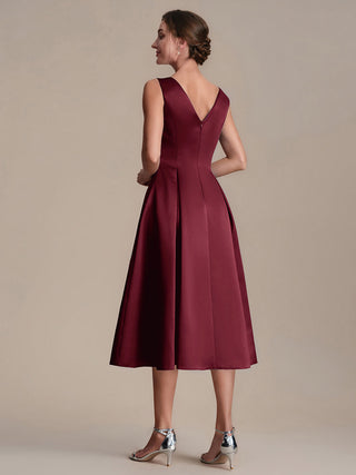 Strapless Boat Neck Ball-Gown Midi Dress with Pockets Wedding Guest Dresses