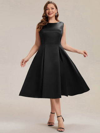 Strapless Boat Neck Ball-Gown Midi Dress with Pockets Wedding Guest Dresses