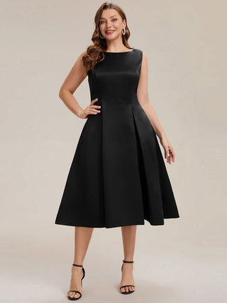 Strapless Boat Neck Ball-Gown Midi Dress with Pockets Wedding Guest Dresses