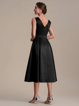 Strapless Boat Neck Ball-Gown Midi Dress with Pockets Wedding Guest Dresses