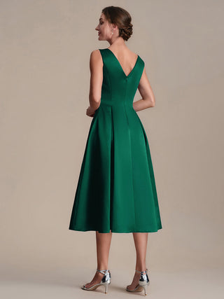 Strapless Boat Neck Ball-Gown Midi Dress with Pockets Wedding Guest Dresses