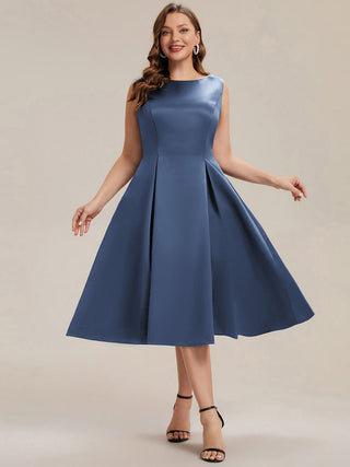 Strapless Boat Neck Ball-Gown Midi Dress with Pockets Wedding Guest Dresses