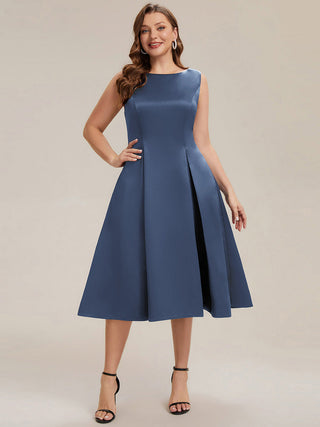Strapless Boat Neck Ball-Gown Midi Dress with Pockets Wedding Guest Dresses