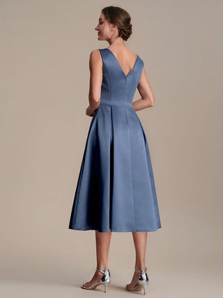 Strapless Boat Neck Ball-Gown Midi Dress with Pockets Wedding Guest Dresses