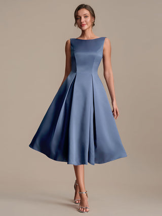 Strapless Boat Neck Ball-Gown Midi Dress with Pockets Wedding Guest Dresses