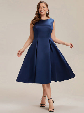 Strapless Boat Neck Ball-Gown Midi Dress with Pockets Wedding Guest Dresses