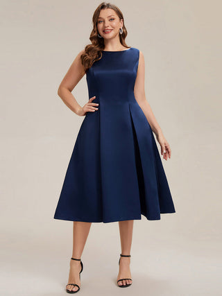 Strapless Boat Neck Ball-Gown Midi Dress with Pockets Wedding Guest Dresses