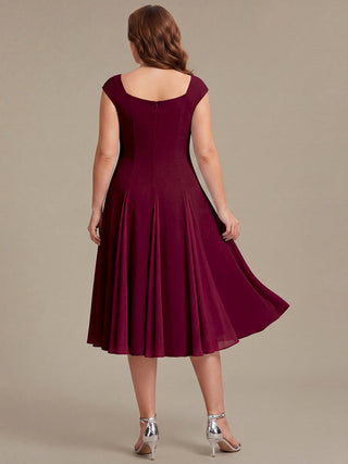 Strapless High Stretch Ball-Gown Midi Square Neck Wedding Guest Dresses