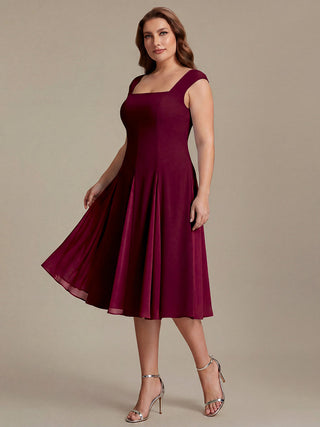 Strapless High Stretch Ball-Gown Midi Square Neck Wedding Guest Dresses