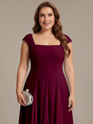 Strapless High Stretch Ball-Gown Midi Square Neck Wedding Guest Dresses