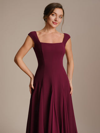 Strapless High Stretch Ball-Gown Midi Square Neck Wedding Guest Dresses