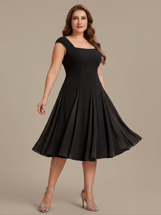 Strapless High Stretch Ball-Gown Midi Square Neck Wedding Guest Dresses