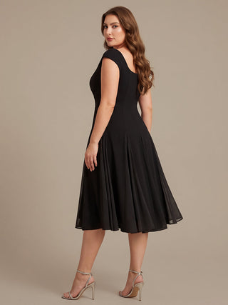 Strapless High Stretch Ball-Gown Midi Square Neck Wedding Guest Dresses