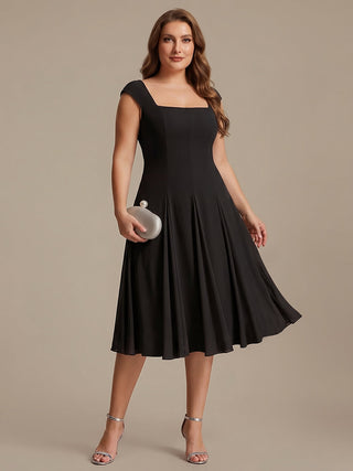 Strapless High Stretch Ball-Gown Midi Square Neck Wedding Guest Dresses