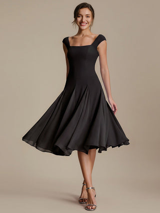 Strapless High Stretch Ball-Gown Midi Square Neck Wedding Guest Dresses