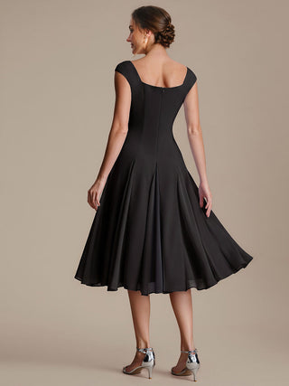 Strapless High Stretch Ball-Gown Midi Square Neck Wedding Guest Dresses