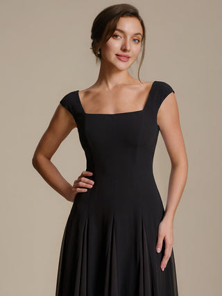 Strapless High Stretch Ball-Gown Midi Square Neck Wedding Guest Dresses