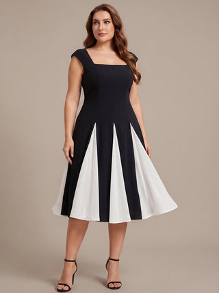 Strapless High Stretch Ball-Gown Midi Square Neck Wedding Guest Dresses