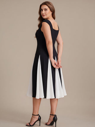 Strapless High Stretch Ball-Gown Midi Square Neck Wedding Guest Dresses