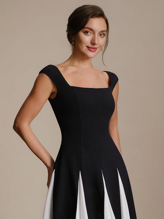 Strapless High Stretch Ball-Gown Midi Square Neck Wedding Guest Dresses