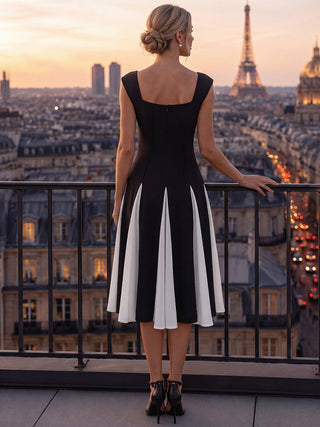 Strapless High Stretch Ball-Gown Midi Square Neck Wedding Guest Dresses