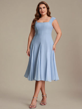 Strapless High Stretch Ball-Gown Midi Square Neck Wedding Guest Dresses
