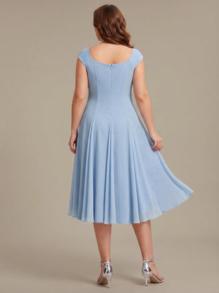 Strapless High Stretch Ball-Gown Midi Square Neck Wedding Guest Dresses