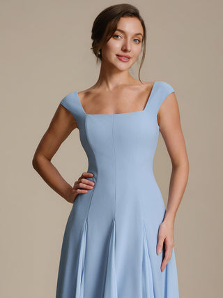 Strapless High Stretch Ball-Gown Midi Square Neck Wedding Guest Dresses