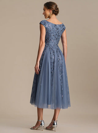 Sleeveless V-Neck Sequin A-Line Midi Wedding Guest Dresses