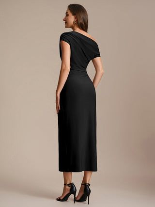 Short Sleeves Off Shoulder Bodycon High Stretch Midi Wedding Guest Dresses