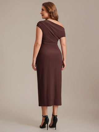 Short Sleeves Off Shoulder Bodycon High Stretch Midi Wedding Guest Dresses