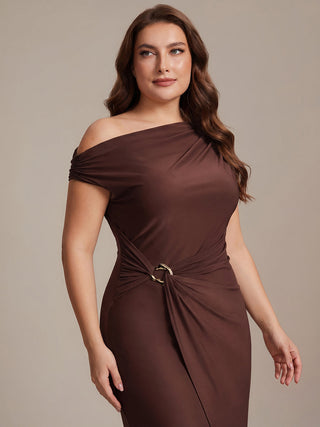 Short Sleeves Off Shoulder Bodycon High Stretch Midi Wedding Guest Dresses