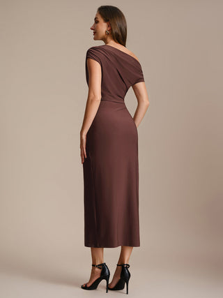 Short Sleeves Off Shoulder Bodycon High Stretch Midi Wedding Guest Dresses