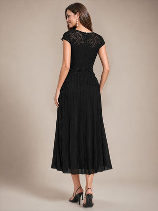 Cap Sleeve Lace A-line Midi Wedding Guest Dresses