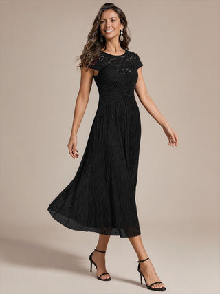 Cap Sleeve Lace A-line Midi Wedding Guest Dresses