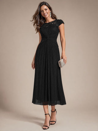 Cap Sleeve Lace A-line Midi Wedding Guest Dresses