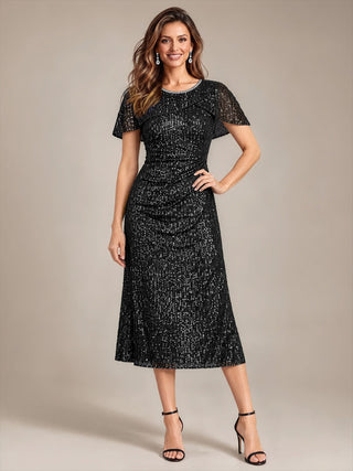 Sequins Round Neck Wedding Guest Dresses