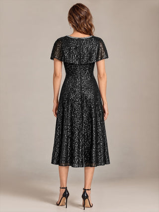Sequins Round Neck Wedding Guest Dresses