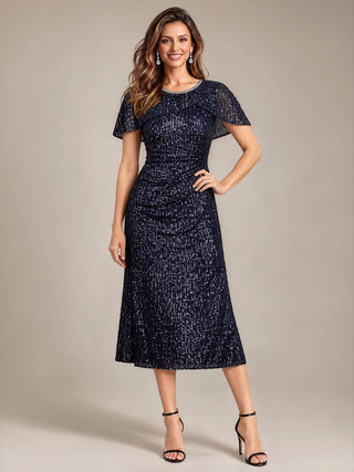 Sequins Round Neck Wedding Guest Dresses