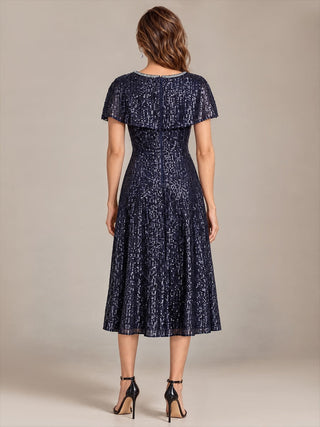 Sequins Round Neck Wedding Guest Dresses