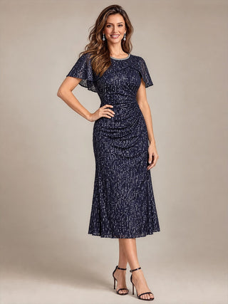 Sequins Round Neck Wedding Guest Dresses