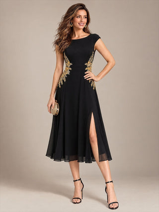 Chiffon Round Neck Wedding Guest Dresses