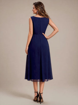 Sleeveless Chiffon V-Neck Wedding Guest Dress