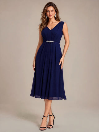 Sleeveless Chiffon V-Neck Wedding Guest Dress