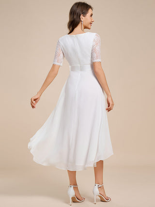 Embroidery Contrast Chiffon Wedding Guest Dresses with Asymmetrical Hem