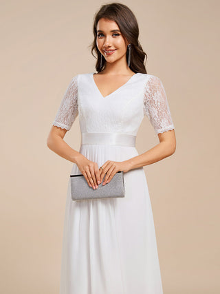 Embroidery Contrast Chiffon Wedding Guest Dresses with Asymmetrical Hem
