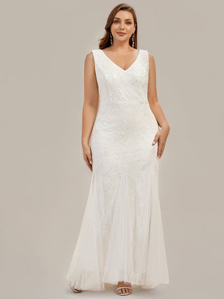 Strapless High Stretch Sequin Floral Fishtail V-Neck Wedding Dresses